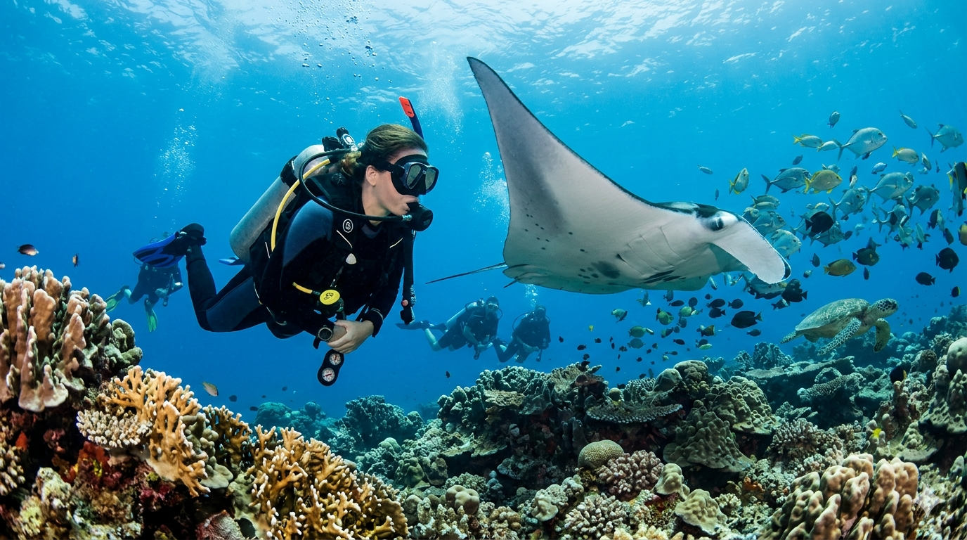 Beginner scuba diving in Bali Indonesia