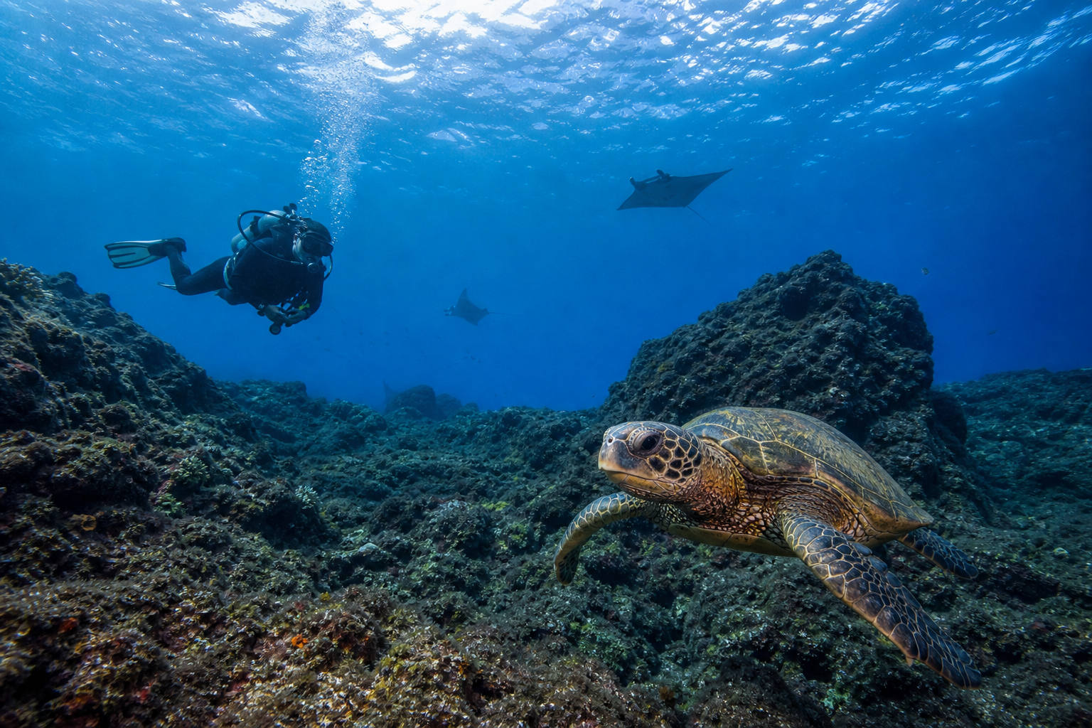 Scuba diving in Tenerife with volcanic underwater landscapes