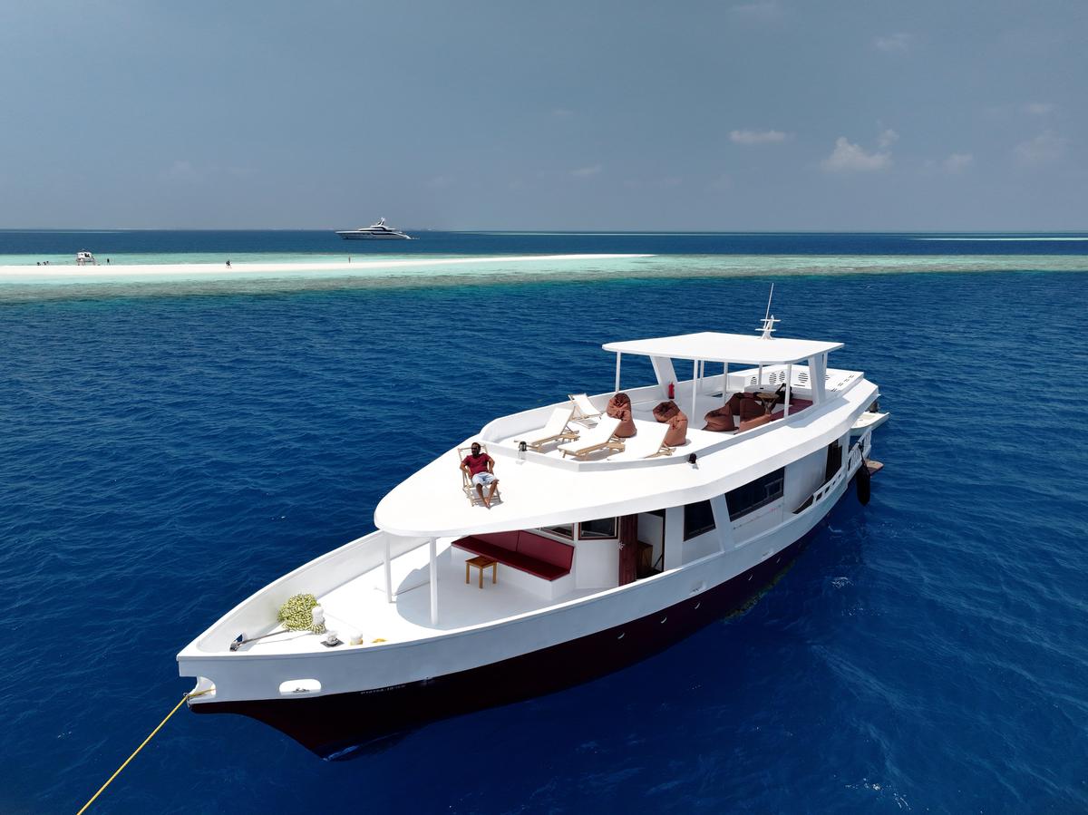 Salvora liveaboard seen from above in the Maldives
